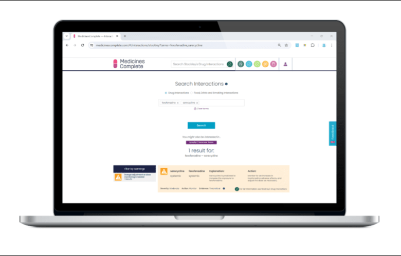 Search drug interactions checker screen